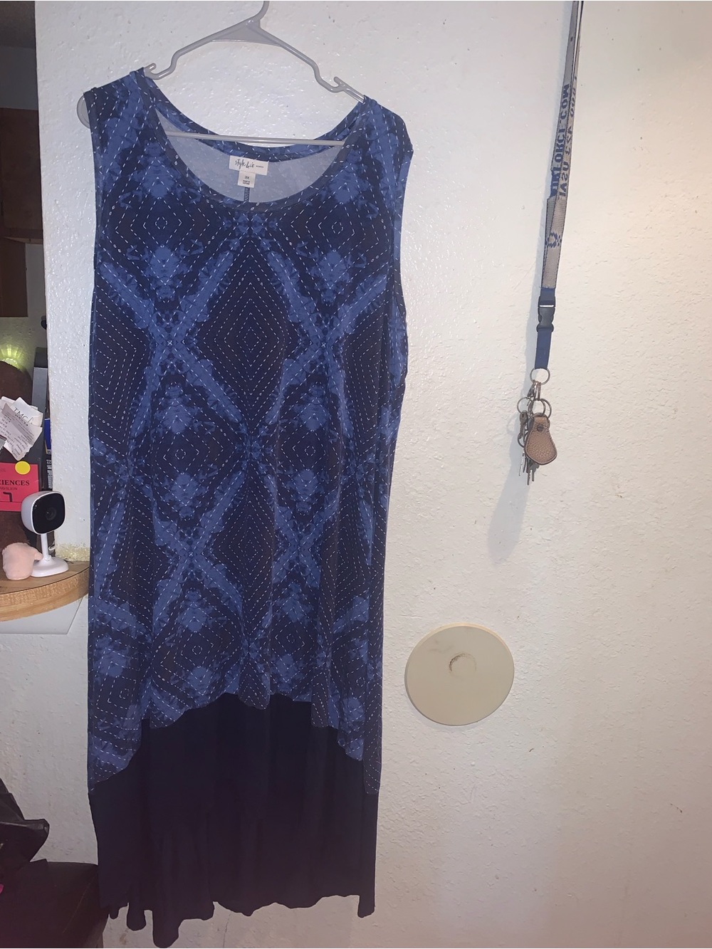 Style & Co. Blue Patterned High-Low Dress